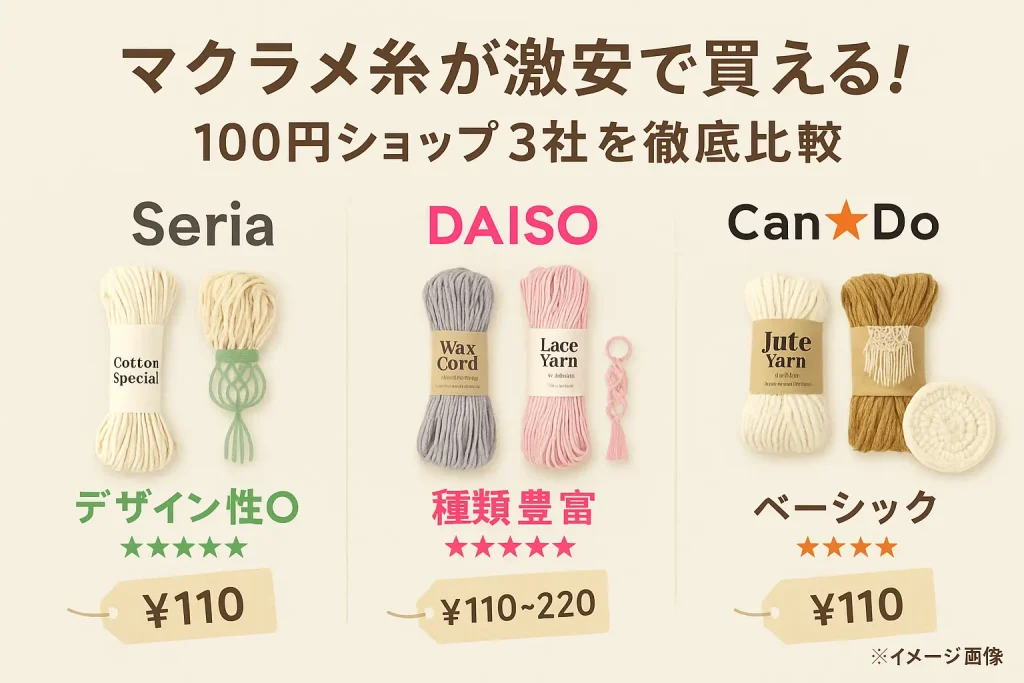 マクラメ糸 激安で手に入る100円ショップ比較