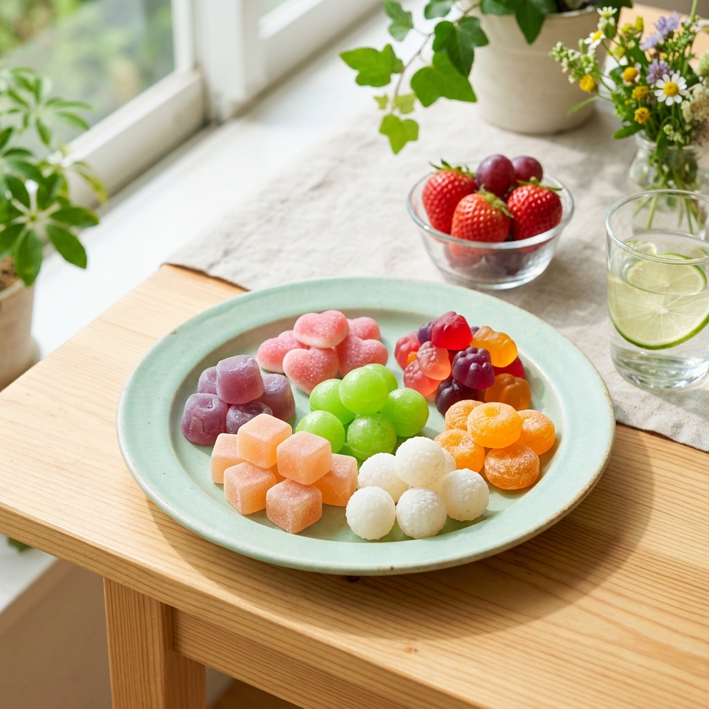 じゅるる飴の代わりに楽しめるジューシーなフルーツお菓子のイメージ